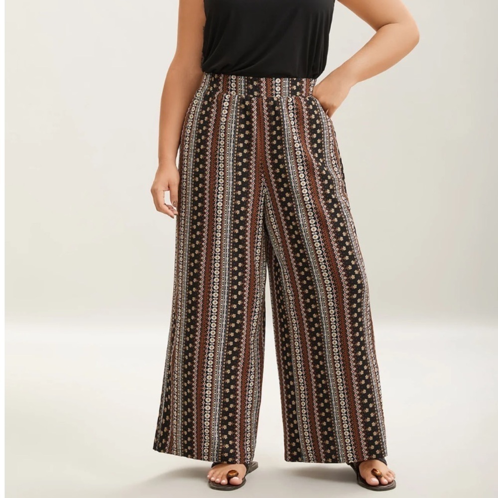 Shein Black & Tan Boho Floral Flowy Oversized Pants
Large